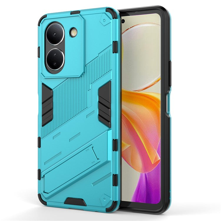 For vivo Y36 4G (Global) / Y78 (China) 5G Shockproof Phone Case Kickstand PC+TPU Phone Cover - Baby Blue