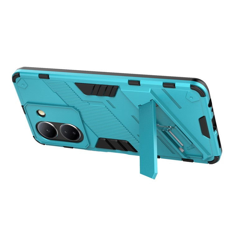 For vivo Y36 4G (Global) / Y78 (China) 5G Shockproof Phone Case Kickstand PC+TPU Phone Cover - Baby Blue