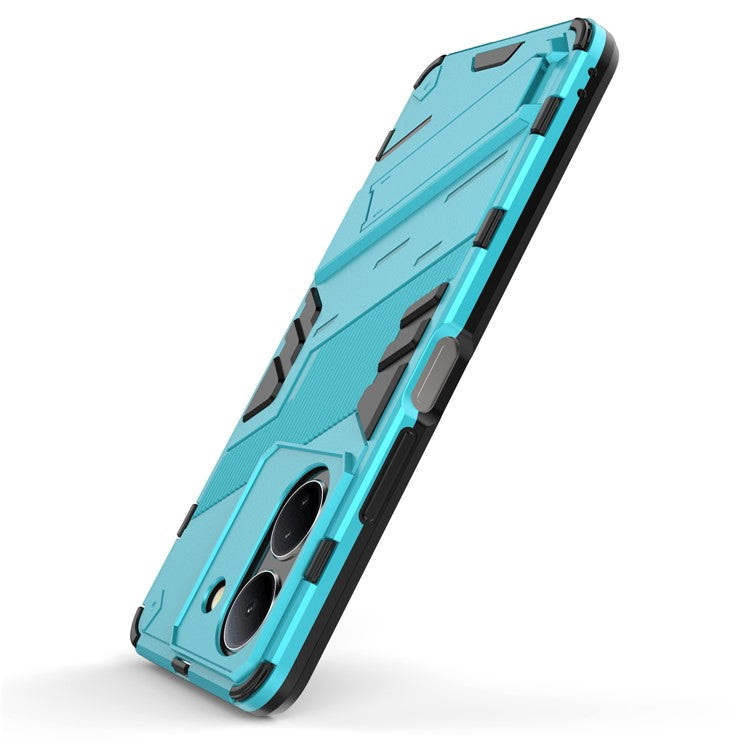 For vivo Y36 4G (Global) / Y78 (China) 5G Shockproof Phone Case Kickstand PC+TPU Phone Cover - Baby Blue