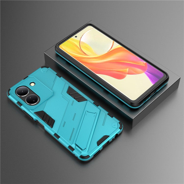 For vivo Y36 4G (Global) / Y78 (China) 5G Shockproof Phone Case Kickstand PC+TPU Phone Cover - Baby Blue