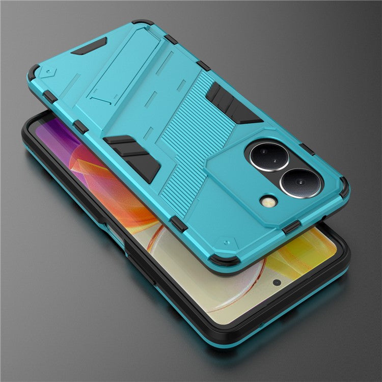 For vivo Y36 4G (Global) / Y78 (China) 5G Shockproof Phone Case Kickstand PC+TPU Phone Cover - Baby Blue