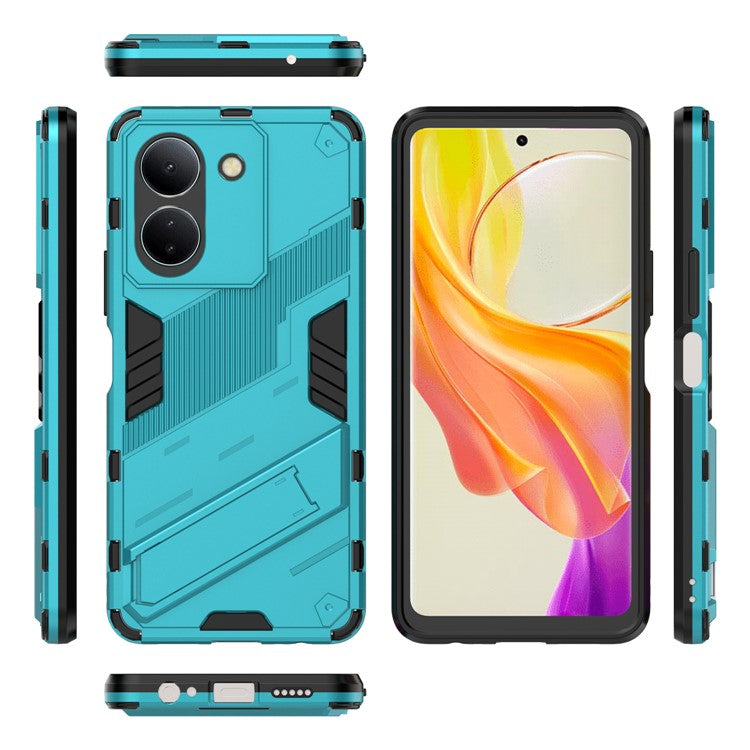 For vivo Y36 4G (Global) / Y78 (China) 5G Shockproof Phone Case Kickstand PC+TPU Phone Cover - Baby Blue