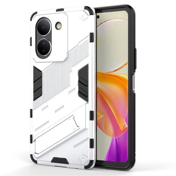 For vivo Y36 4G (Global) / Y78 (China) 5G Shockproof Phone Case Kickstand PC+TPU Phone Cover - White