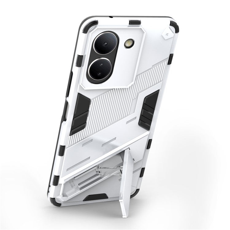 For vivo Y36 4G (Global) / Y78 (China) 5G Shockproof Phone Case Kickstand PC+TPU Phone Cover - White