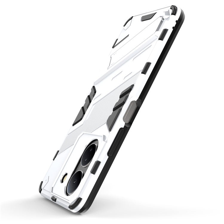 For vivo Y36 4G (Global) / Y78 (China) 5G Shockproof Phone Case Kickstand PC+TPU Phone Cover - White