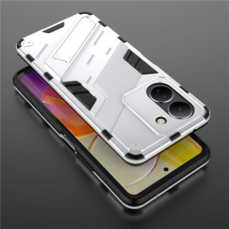 For vivo Y36 4G (Global) / Y78 (China) 5G Shockproof Phone Case Kickstand PC+TPU Phone Cover - White