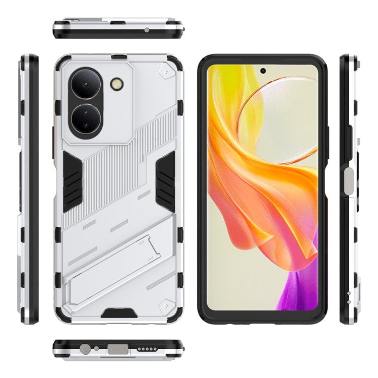 For vivo Y36 4G (Global) / Y78 (China) 5G Shockproof Phone Case Kickstand PC+TPU Phone Cover - White