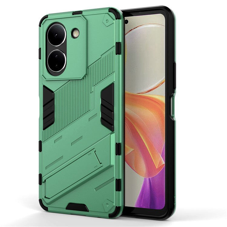 For vivo Y36 4G (Global) / Y78 (China) 5G Shockproof Phone Case Kickstand PC+TPU Phone Cover - Green