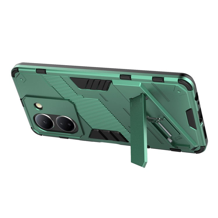 For vivo Y36 4G (Global) / Y78 (China) 5G Shockproof Phone Case Kickstand PC+TPU Phone Cover - Green