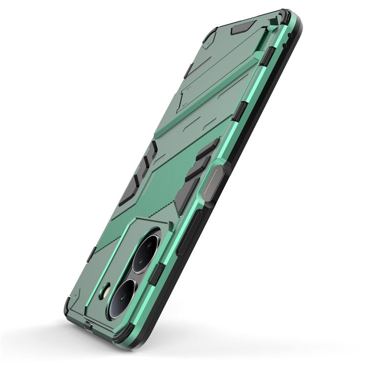 For vivo Y36 4G (Global) / Y78 (China) 5G Shockproof Phone Case Kickstand PC+TPU Phone Cover - Green