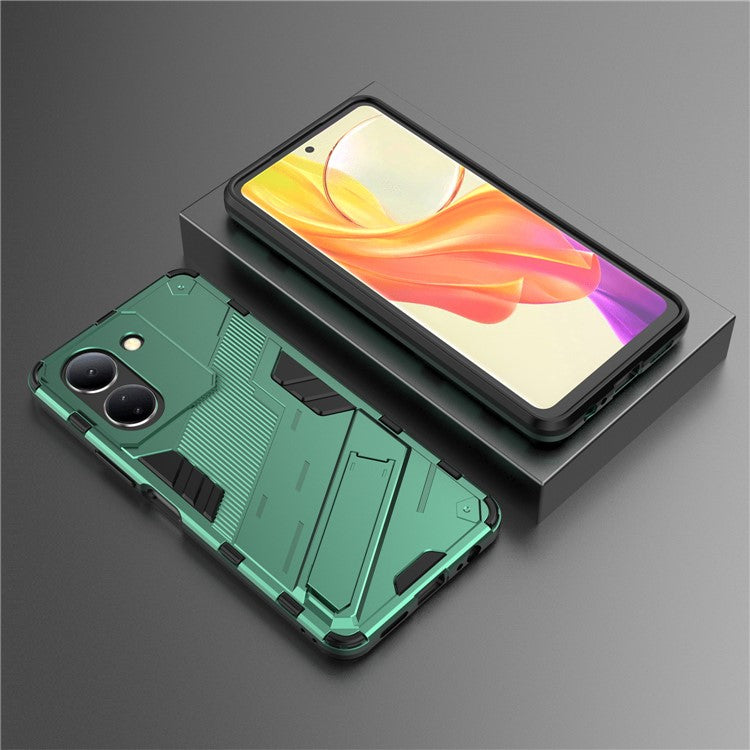 For vivo Y36 4G (Global) / Y78 (China) 5G Shockproof Phone Case Kickstand PC+TPU Phone Cover - Green