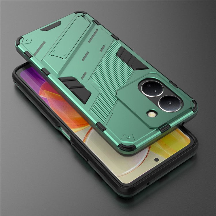 For vivo Y36 4G (Global) / Y78 (China) 5G Shockproof Phone Case Kickstand PC+TPU Phone Cover - Green