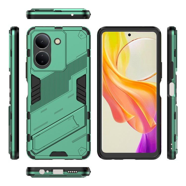 For vivo Y36 4G (Global) / Y78 (China) 5G Shockproof Phone Case Kickstand PC+TPU Phone Cover - Green