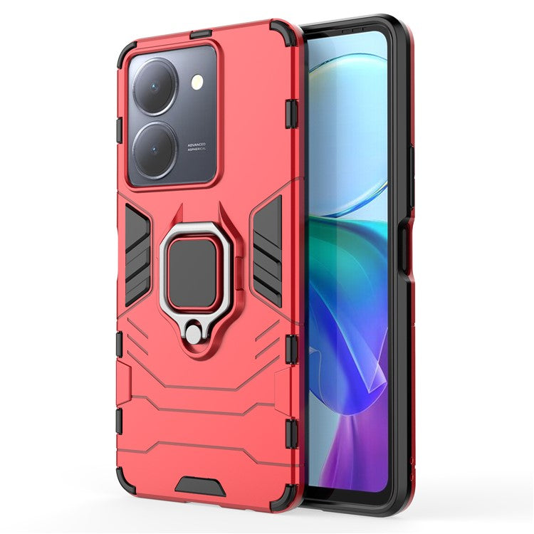 Protective Cover for vivo Y36 4G (Global) / Y78 (China) 5G Ring Holder Kickstand Shell TPU + PC Phone Case - Red