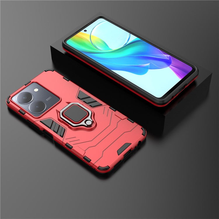 Protective Cover for vivo Y36 4G (Global) / Y78 (China) 5G Ring Holder Kickstand Shell TPU + PC Phone Case - Red