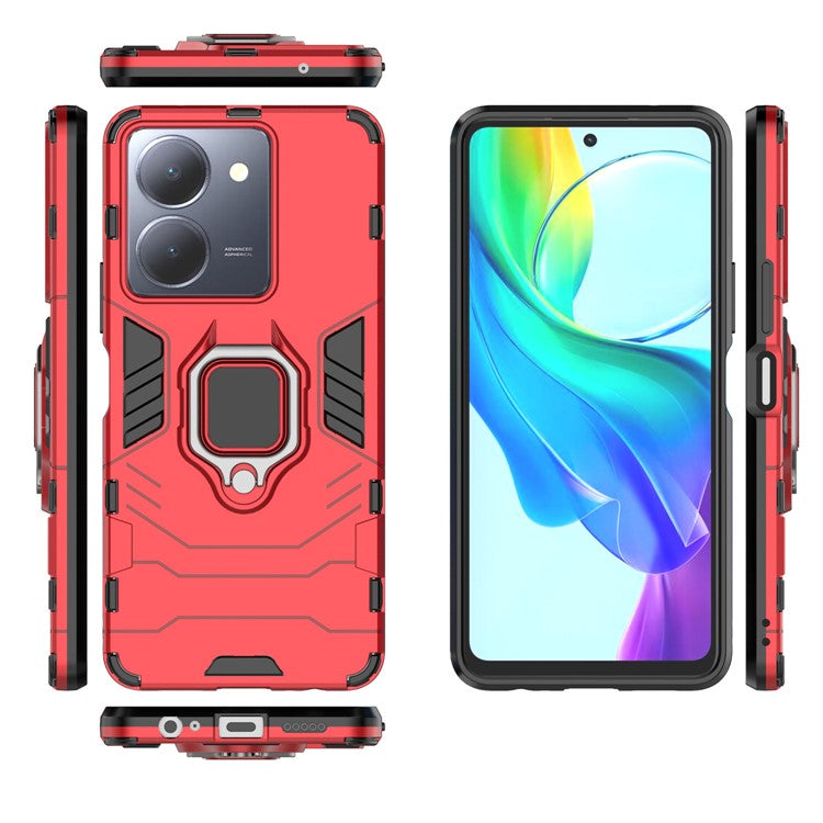 Protective Cover for vivo Y36 4G (Global) / Y78 (China) 5G Ring Holder Kickstand Shell TPU + PC Phone Case - Red