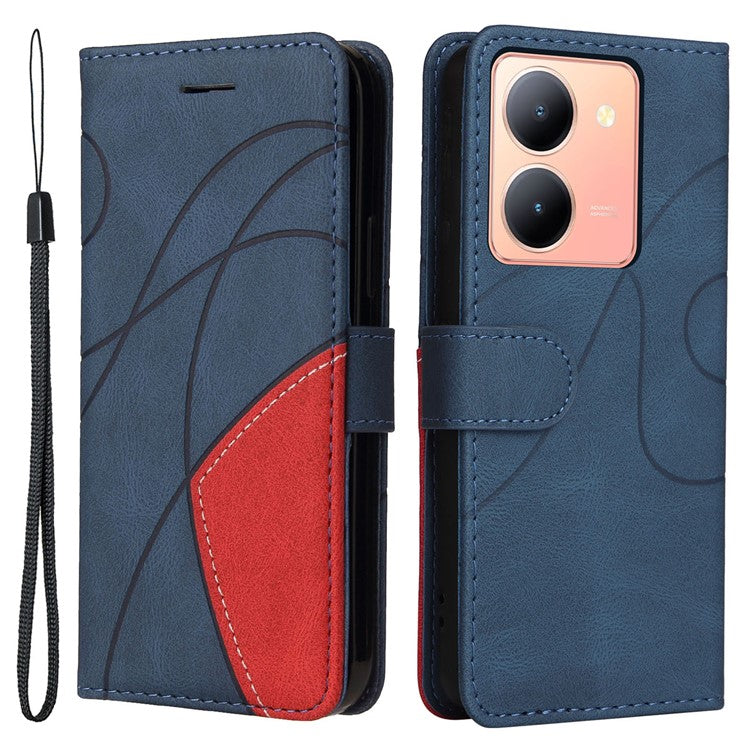 KT Leather Series-1 For vivo Y36 5G (Global) / Y78 5G (China) Phone Case PU Leather Dual-color Splicing Wallet Stand Cover - Blue