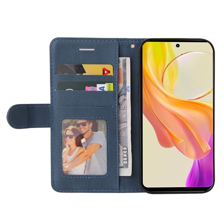 KT Leather Series-1 For vivo Y36 5G (Global) / Y78 5G (China) Phone Case PU Leather Dual-color Splicing Wallet Stand Cover - Blue