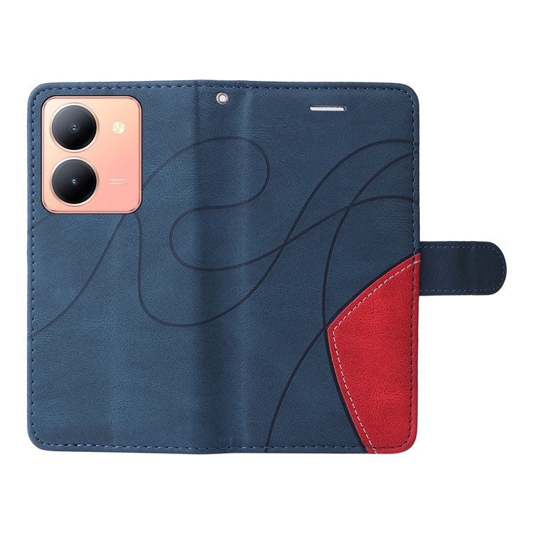 KT Leather Series-1 For vivo Y36 5G (Global) / Y78 5G (China) Phone Case PU Leather Dual-color Splicing Wallet Stand Cover - Blue