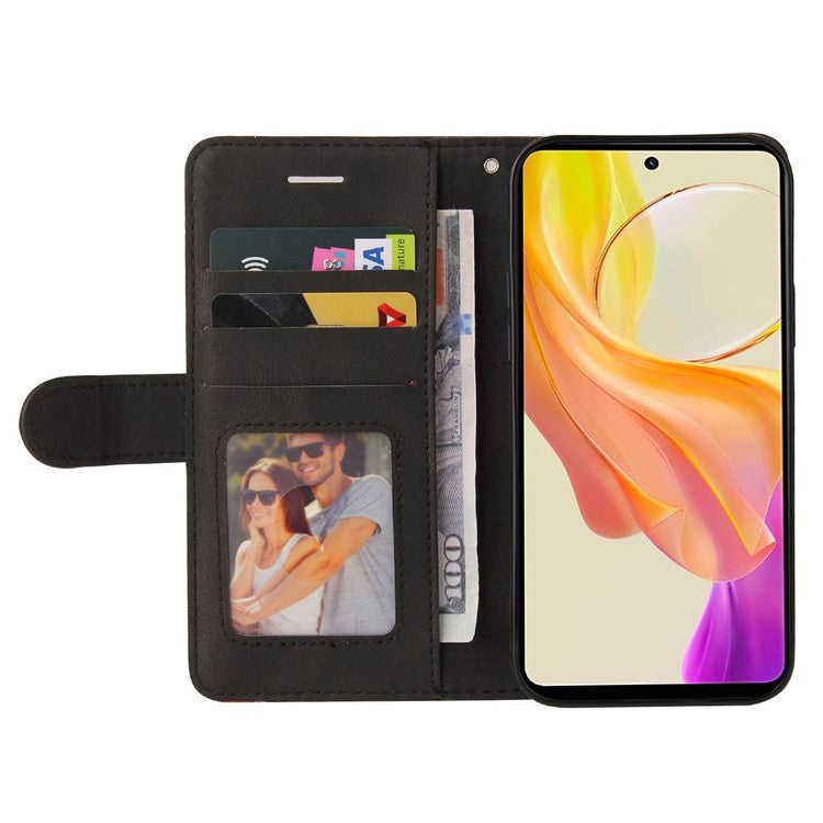 KT Leather Series-1 For vivo Y36 5G (Global) / Y78 5G (China) Phone Case PU Leather Dual-color Splicing Wallet Stand Cover - Black