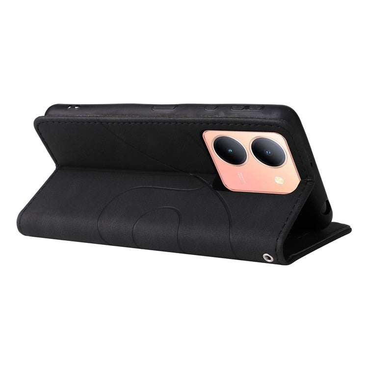 KT Leather Series-1 For vivo Y36 5G (Global) / Y78 5G (China) Phone Case PU Leather Dual-color Splicing Wallet Stand Cover - Black