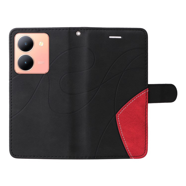 KT Leather Series-1 For vivo Y36 5G (Global) / Y78 5G (China) Phone Case PU Leather Dual-color Splicing Wallet Stand Cover - Black