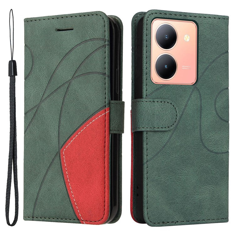 KT Leather Series-1 For vivo Y36 5G (Global) / Y78 5G (China) Phone Case PU Leather Dual-color Splicing Wallet Stand Cover - Green