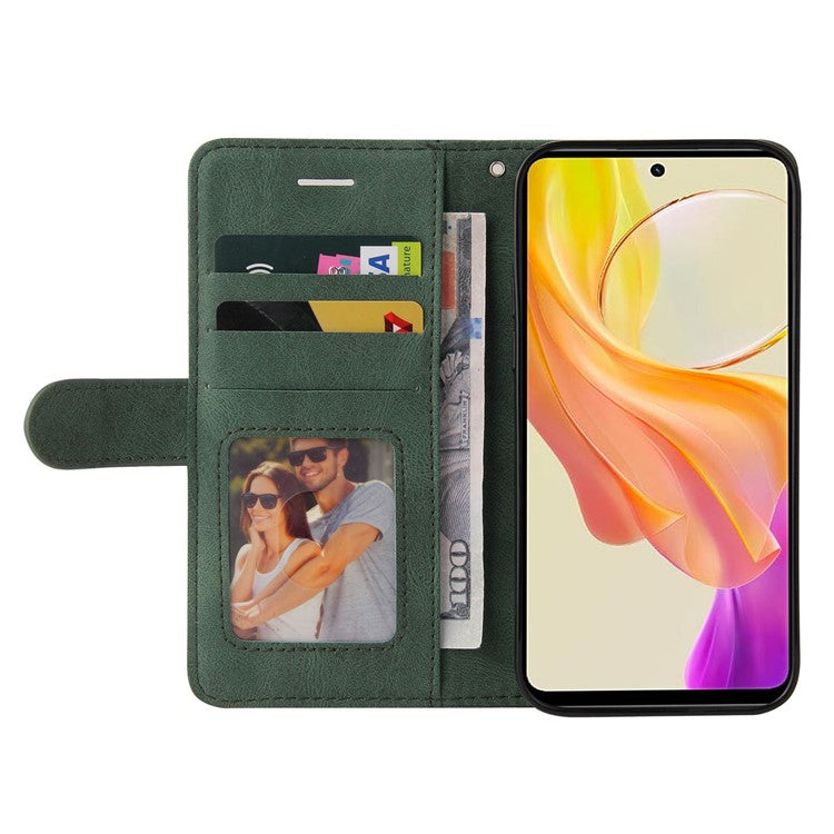 KT Leather Series-1 For vivo Y36 5G (Global) / Y78 5G (China) Phone Case PU Leather Dual-color Splicing Wallet Stand Cover - Green