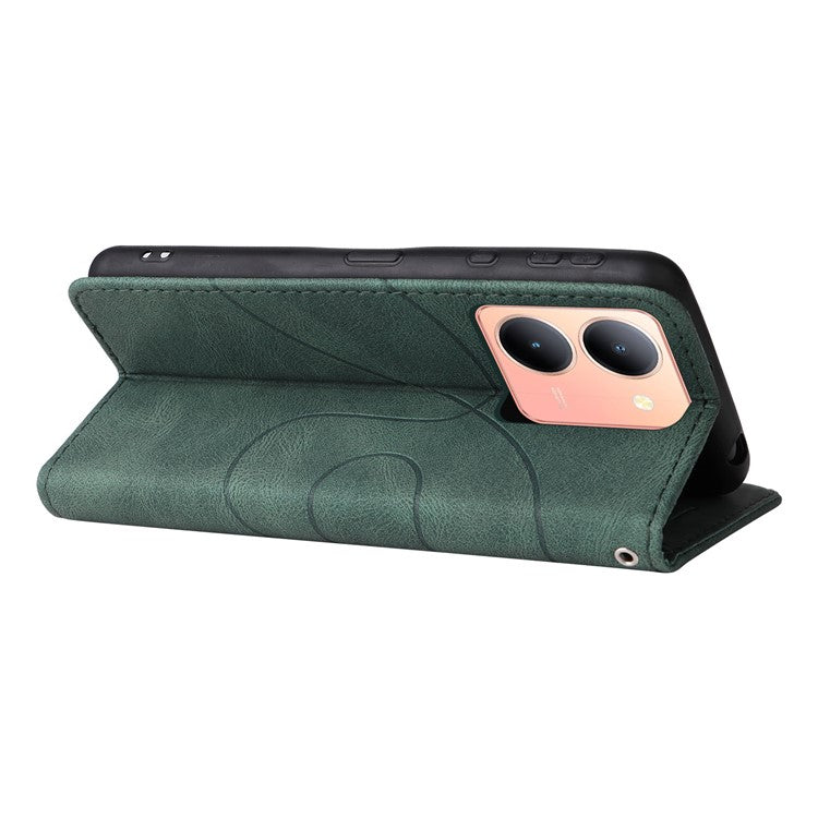 KT Leather Series-1 For vivo Y36 5G (Global) / Y78 5G (China) Phone Case PU Leather Dual-color Splicing Wallet Stand Cover - Green