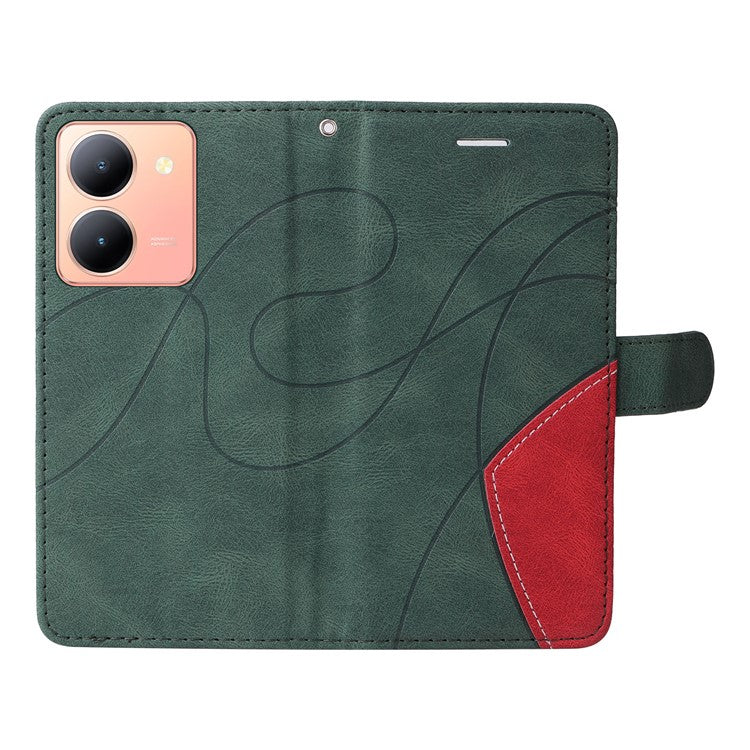 KT Leather Series-1 For vivo Y36 5G (Global) / Y78 5G (China) Phone Case PU Leather Dual-color Splicing Wallet Stand Cover - Green