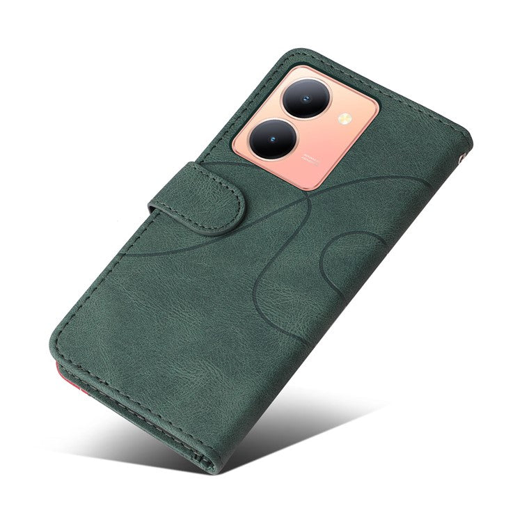 KT Leather Series-1 For vivo Y36 5G (Global) / Y78 5G (China) Phone Case PU Leather Dual-color Splicing Wallet Stand Cover - Green