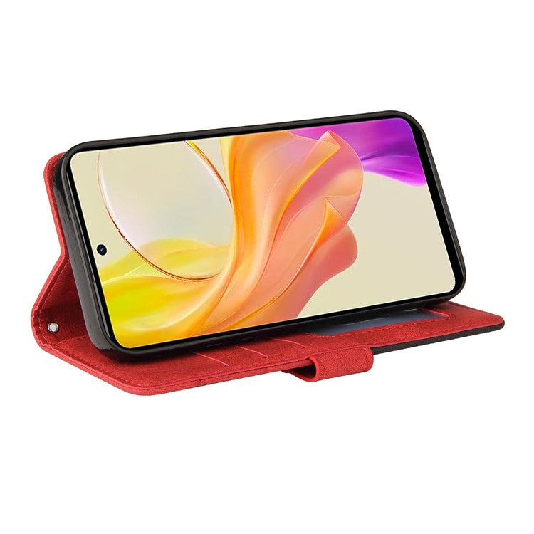 KT Leather Series-1 For vivo Y36 5G (Global) / Y78 5G (China) Phone Case PU Leather Dual-color Splicing Wallet Stand Cover - Red