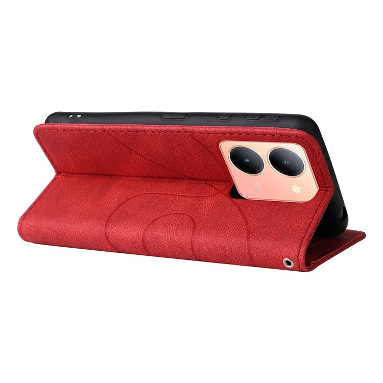 KT Leather Series-1 For vivo Y36 5G (Global) / Y78 5G (China) Phone Case PU Leather Dual-color Splicing Wallet Stand Cover - Red