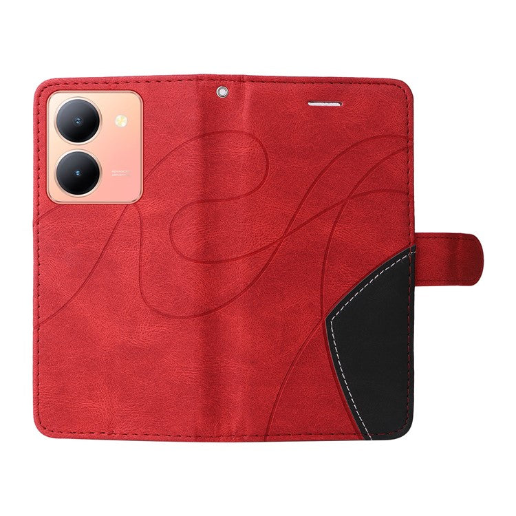 KT Leather Series-1 For vivo Y36 5G (Global) / Y78 5G (China) Phone Case PU Leather Dual-color Splicing Wallet Stand Cover - Red