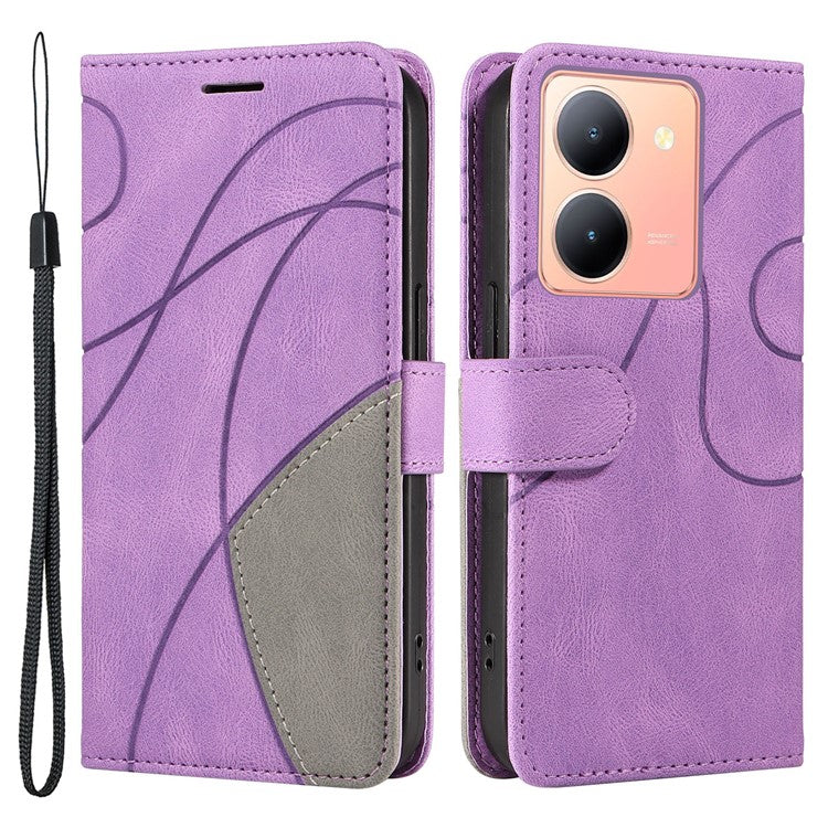 KT Leather Series-1 For vivo Y36 5G (Global) / Y78 5G (China) Phone Case PU Leather Dual-color Splicing Wallet Stand Cover - Purple