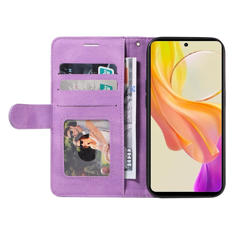 KT Leather Series-1 For vivo Y36 5G (Global) / Y78 5G (China) Phone Case PU Leather Dual-color Splicing Wallet Stand Cover - Purple