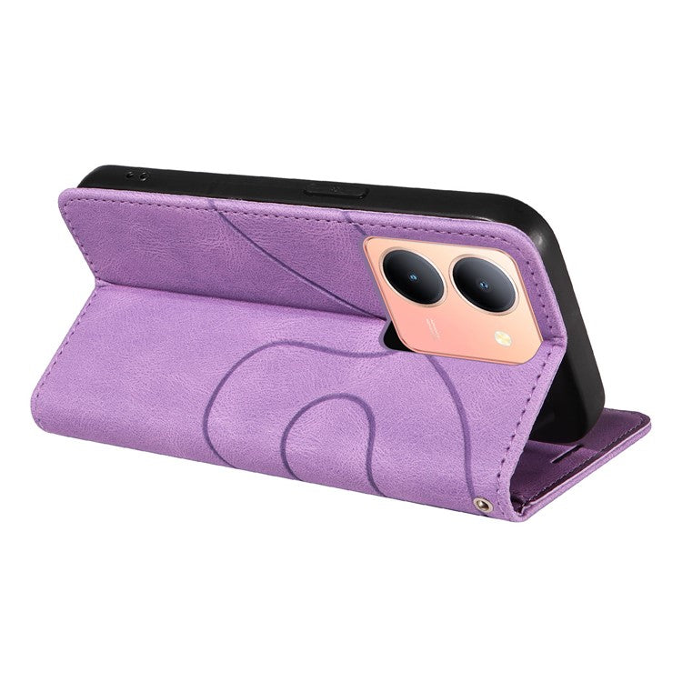 KT Leather Series-1 For vivo Y36 5G (Global) / Y78 5G (China) Phone Case PU Leather Dual-color Splicing Wallet Stand Cover - Purple