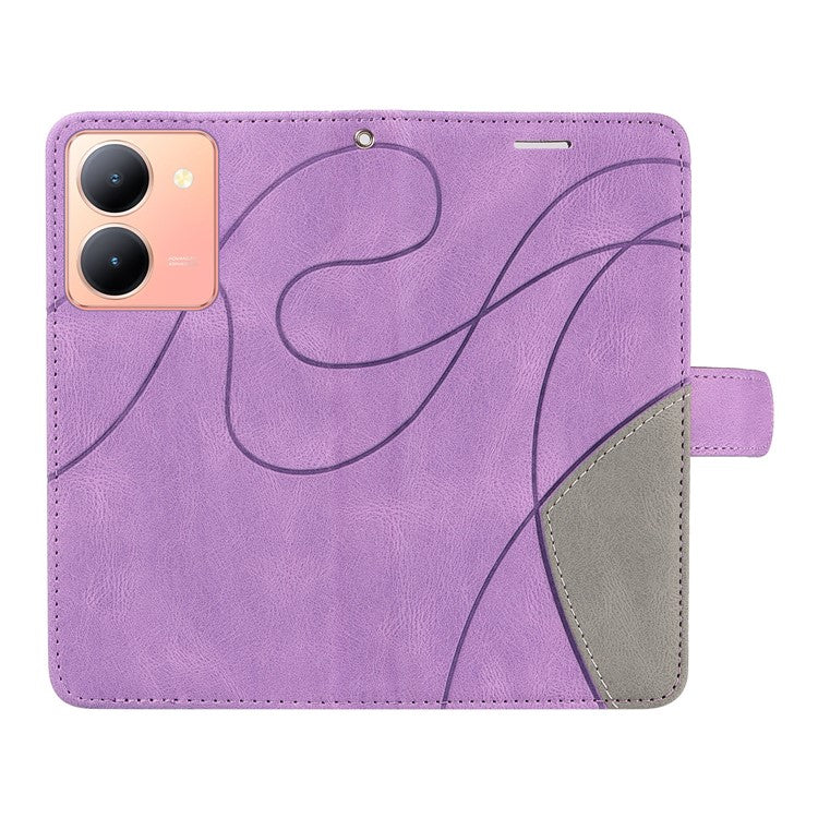 KT Leather Series-1 For vivo Y36 5G (Global) / Y78 5G (China) Phone Case PU Leather Dual-color Splicing Wallet Stand Cover - Purple