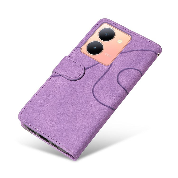 KT Leather Series-1 For vivo Y36 5G (Global) / Y78 5G (China) Phone Case PU Leather Dual-color Splicing Wallet Stand Cover - Purple