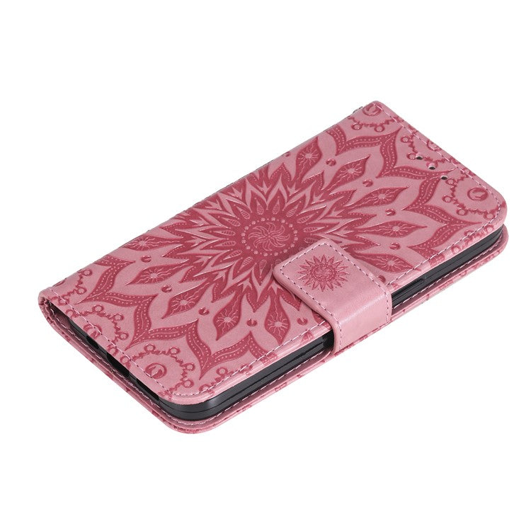 KT Imprinting Flower Series-1 For vivo Y36 5G (Global) / Y78 (China) 5G Phone Case PU Leather Wallet Flip Stand Cover - Pink