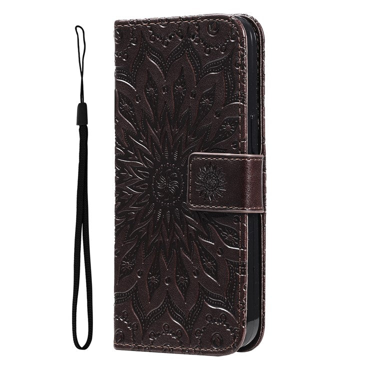 KT Imprinting Flower Series-1 For vivo Y36 5G (Global) / Y78 (China) 5G Phone Case PU Leather Wallet Flip Stand Cover - Brown