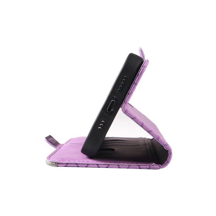 Leather Flip Cover for vivo Y36 5G (Global) / Y78 5G (China) , Rhombus Imprinted Splicing Wallet Stand Phone Case - Purple