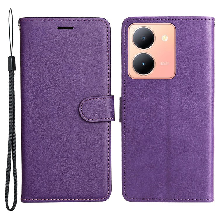 KT Leather Series-2 Phone Cover for vivo Y36 5G (Global) / Y78 5G (China) , Solid Color PU Leather Stand Phone Case Wallet - Purple