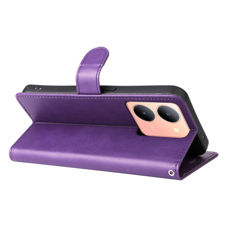 KT Leather Series-2 Phone Cover for vivo Y36 5G (Global) / Y78 5G (China) , Solid Color PU Leather Stand Phone Case Wallet - Purple