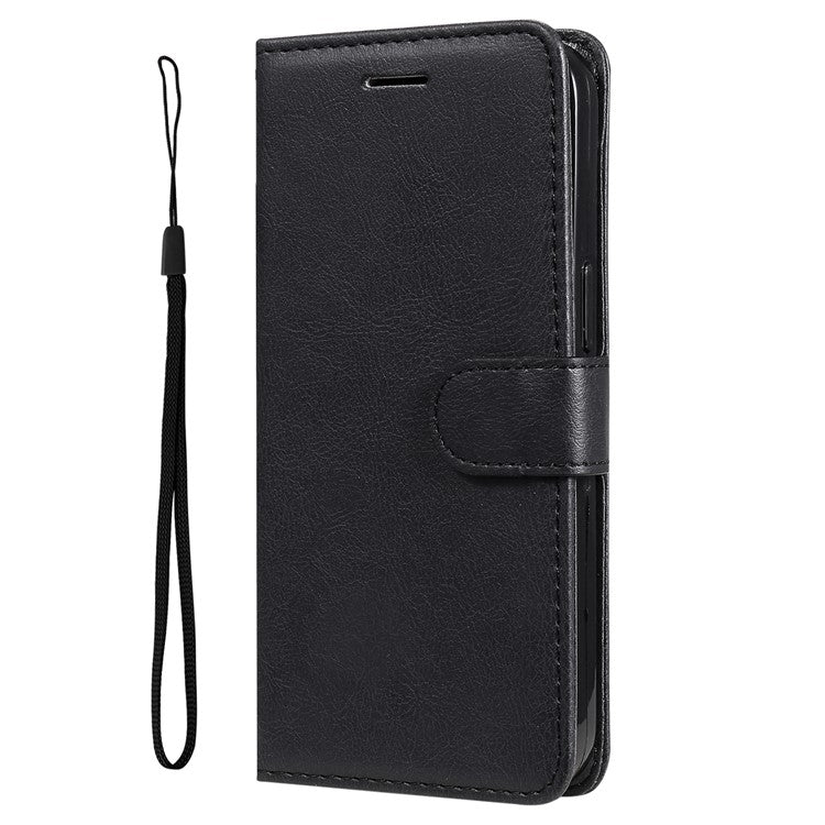 KT Leather Series-2 Phone Cover for vivo Y36 5G (Global) / Y78 5G (China) , Solid Color PU Leather Stand Phone Case Wallet - Black