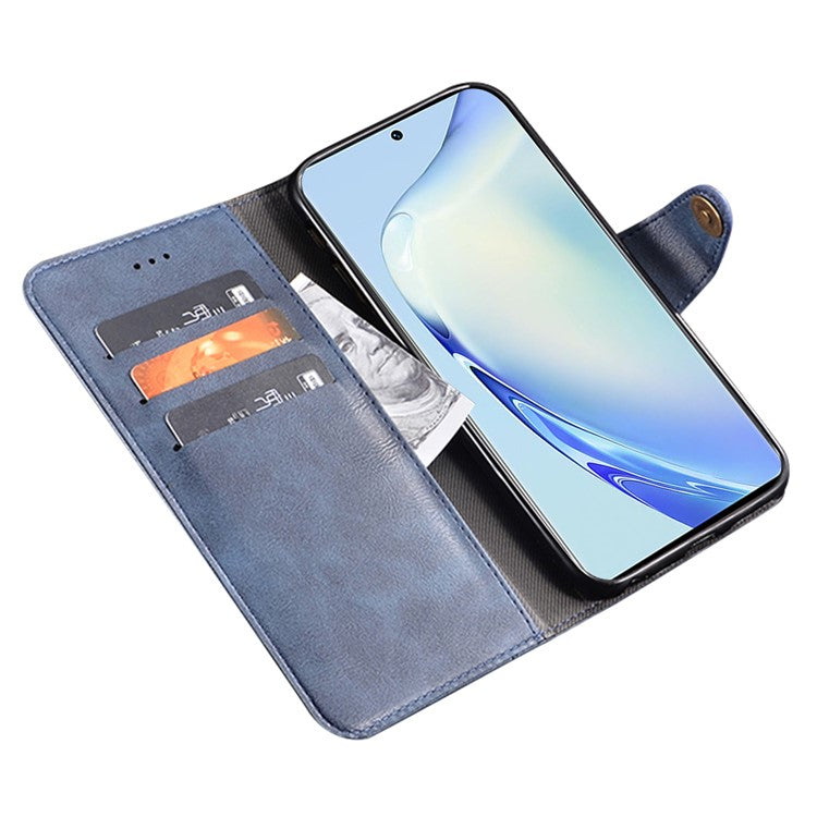 IDEWEI For vivo V29 Lite 5G Textured Phone Shell Stand Wallet PU Leather Phone Cover Anti-Scratch Case - Blue