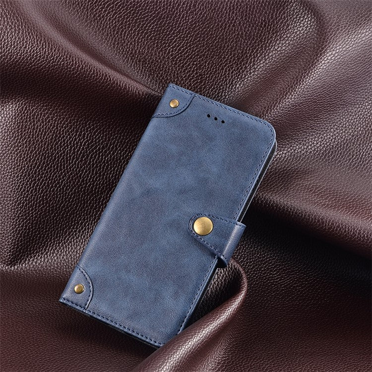 IDEWEI For vivo V29 Lite 5G Textured Phone Shell Stand Wallet PU Leather Phone Cover Anti-Scratch Case - Blue