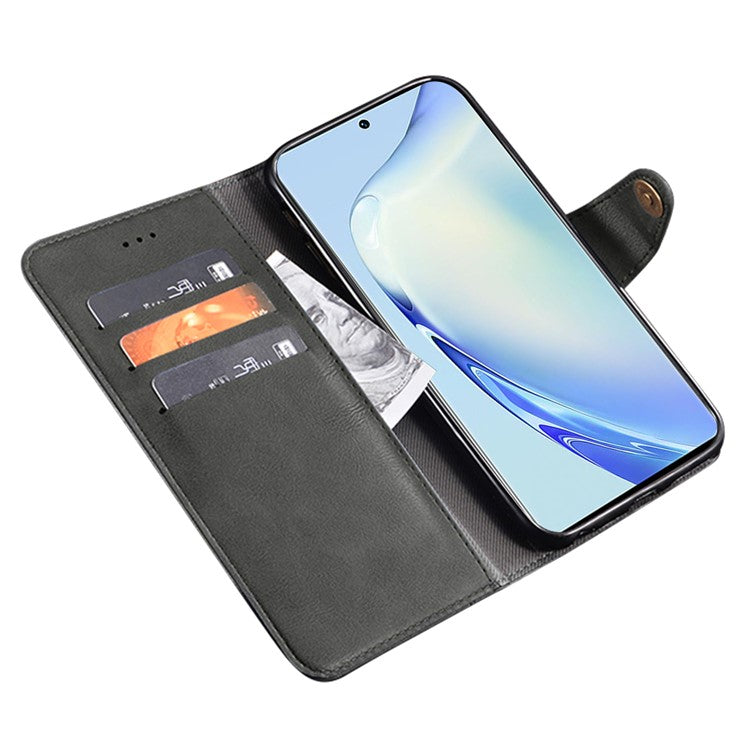 IDEWEI For vivo V29 Lite 5G Textured Phone Shell Stand Wallet PU Leather Phone Cover Anti-Scratch Case - Black