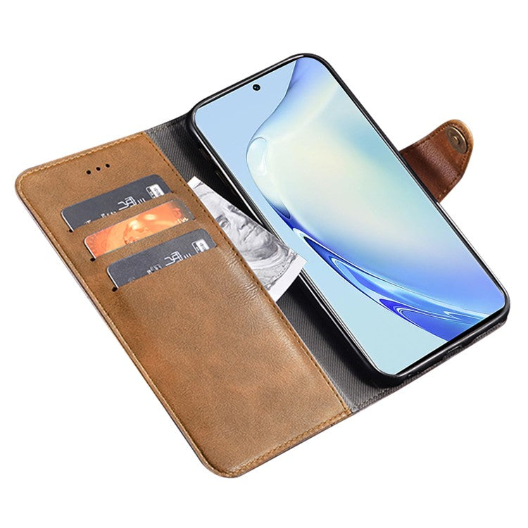 IDEWEI For vivo V29 Lite 5G Textured Phone Shell Stand Wallet PU Leather Phone Cover Anti-Scratch Case - Brown