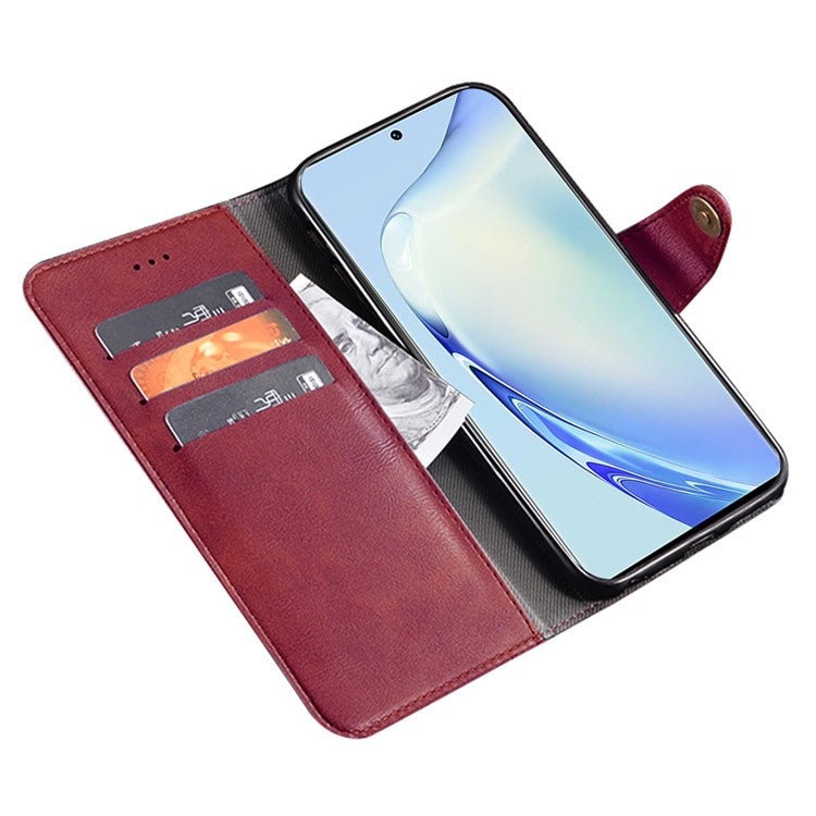 IDEWEI For vivo V29 Lite 5G Textured Phone Shell Stand Wallet PU Leather Phone Cover Anti-Scratch Case - Red